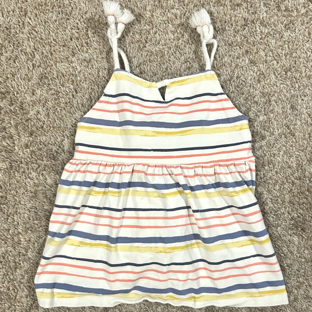 Tommy Bahama Girls I Striped Babydoll Top I 5T I Rope Straps Tassels Multi-Color